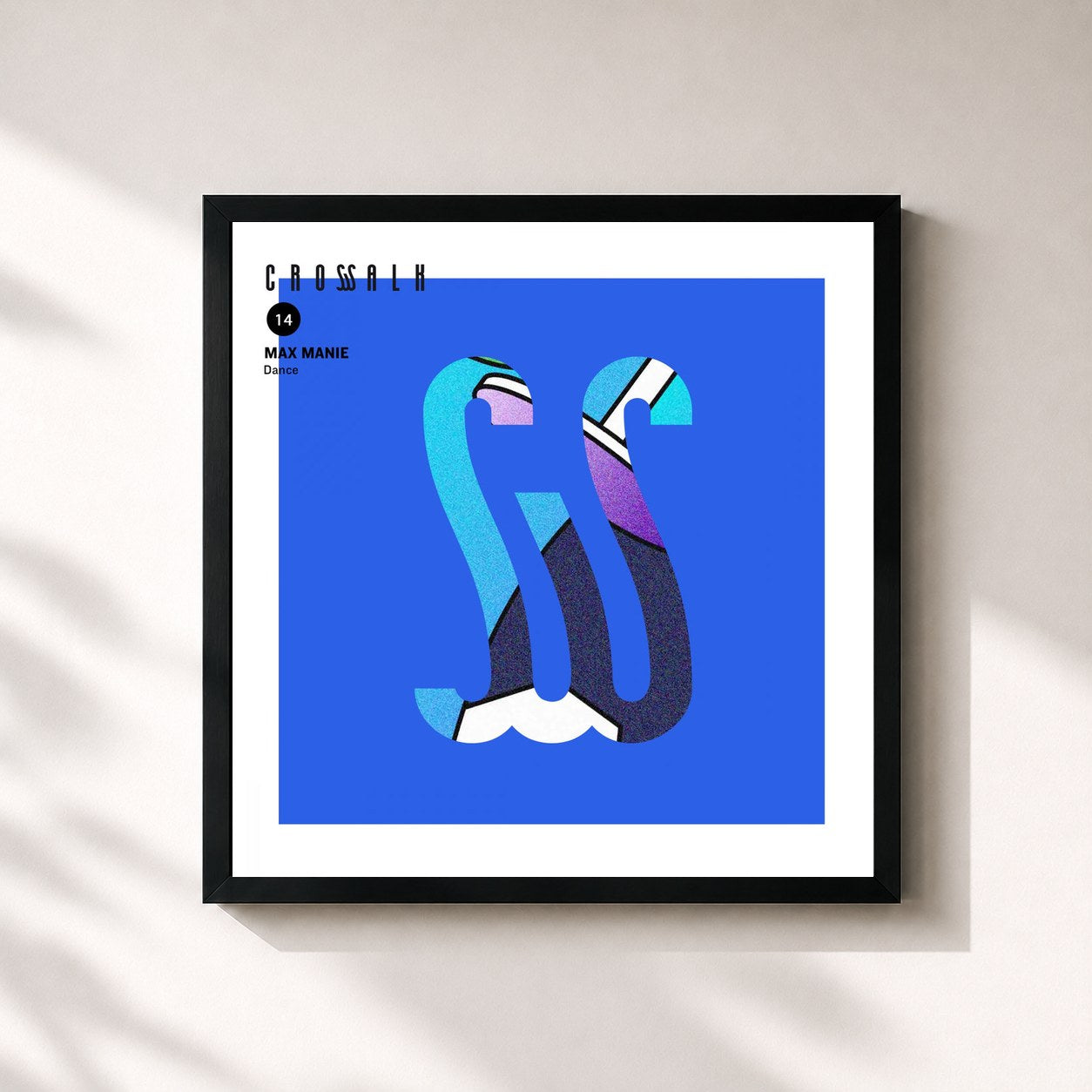 #noir Tableau carré de l'album Dance Remixes de Max Manie, cadre noir 32x32 cm