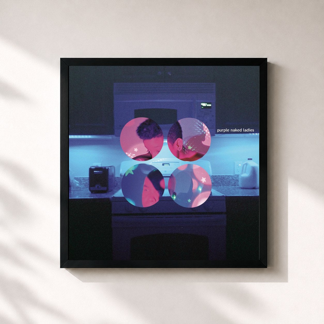 #noir Tableau carré de l'album Purple Naked Ladies de The Internet, cadre noir 32x32 cm