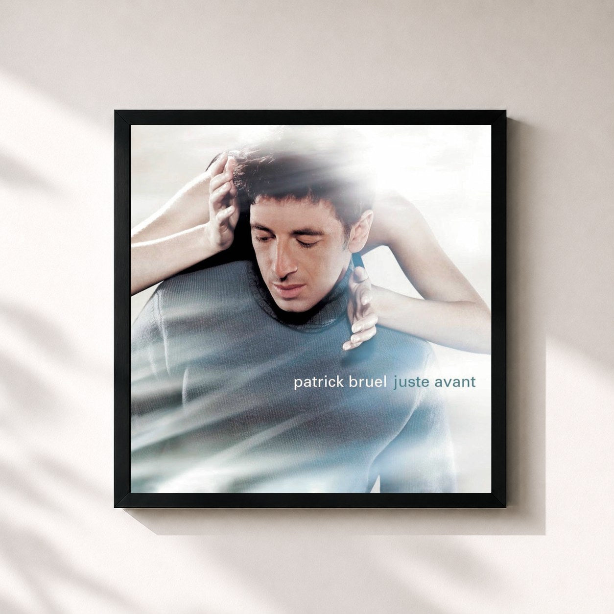 #noir Tableau carré de l'album Juste Avant de Patrick Bruel, cadre noir 32x32 cm