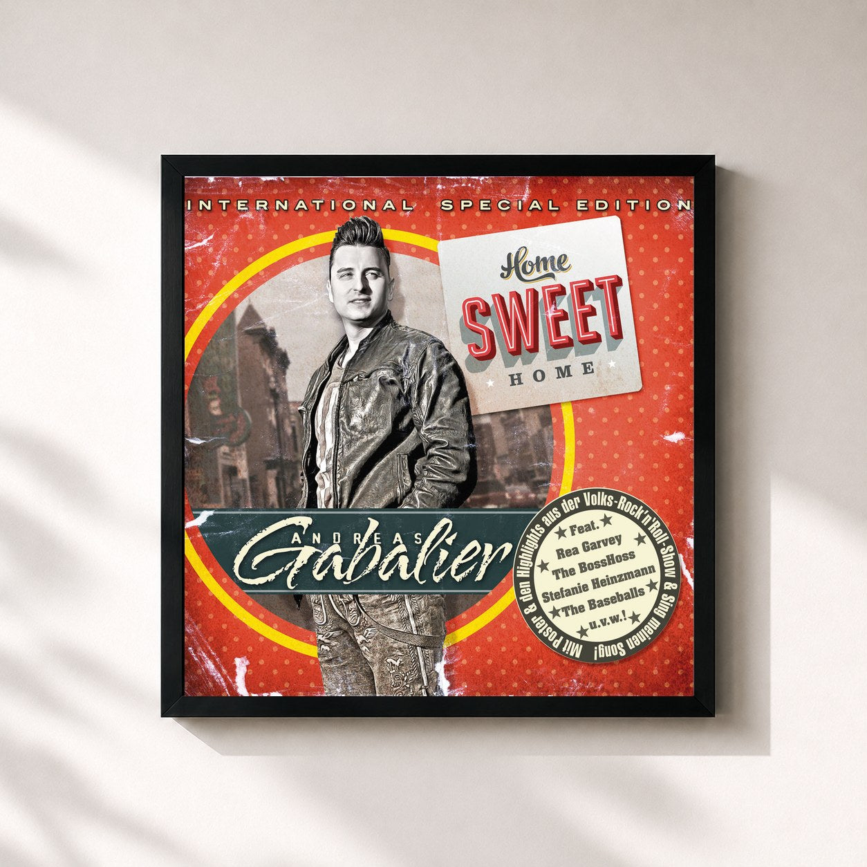 #noir Tableau carré de l'album Home Sweet Home (International Special Edition) de Andreas Gabalier, cadre noir 32x32 cm