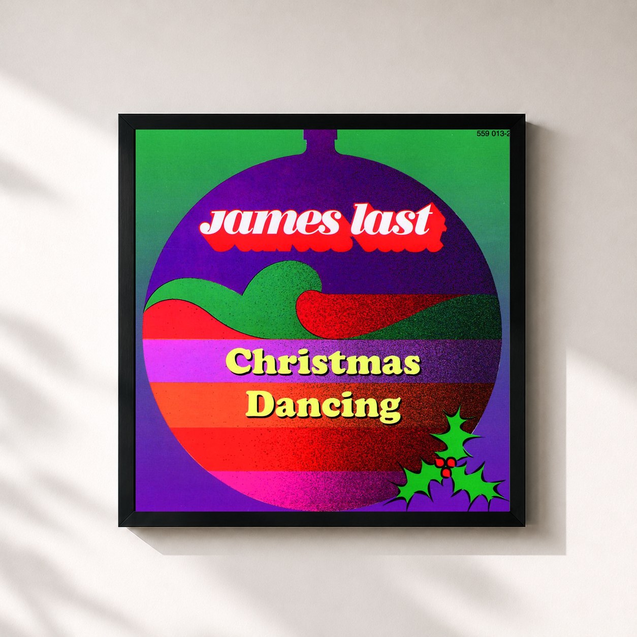 #noir Tableau carré de l'album Christmas Dancing de James Last, cadre noir 32x32 cm