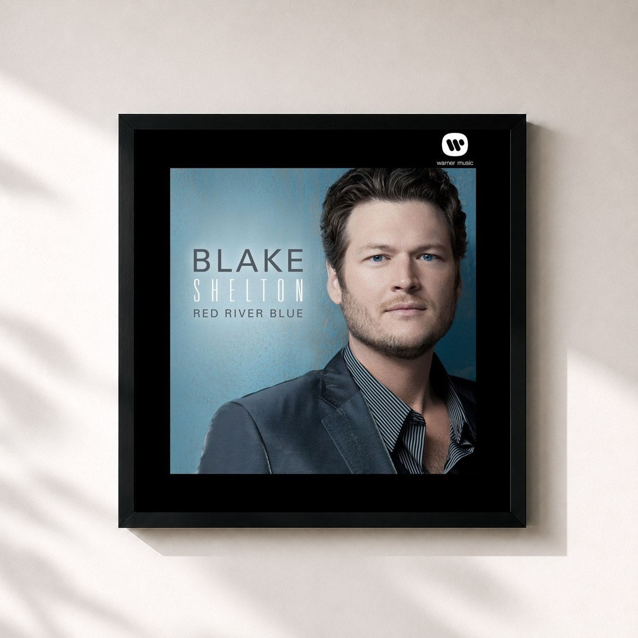 #noir Tableau carré de l'album Red River Blue (Deluxe Edition) de Blake Shelton, cadre noir 32x32 cm