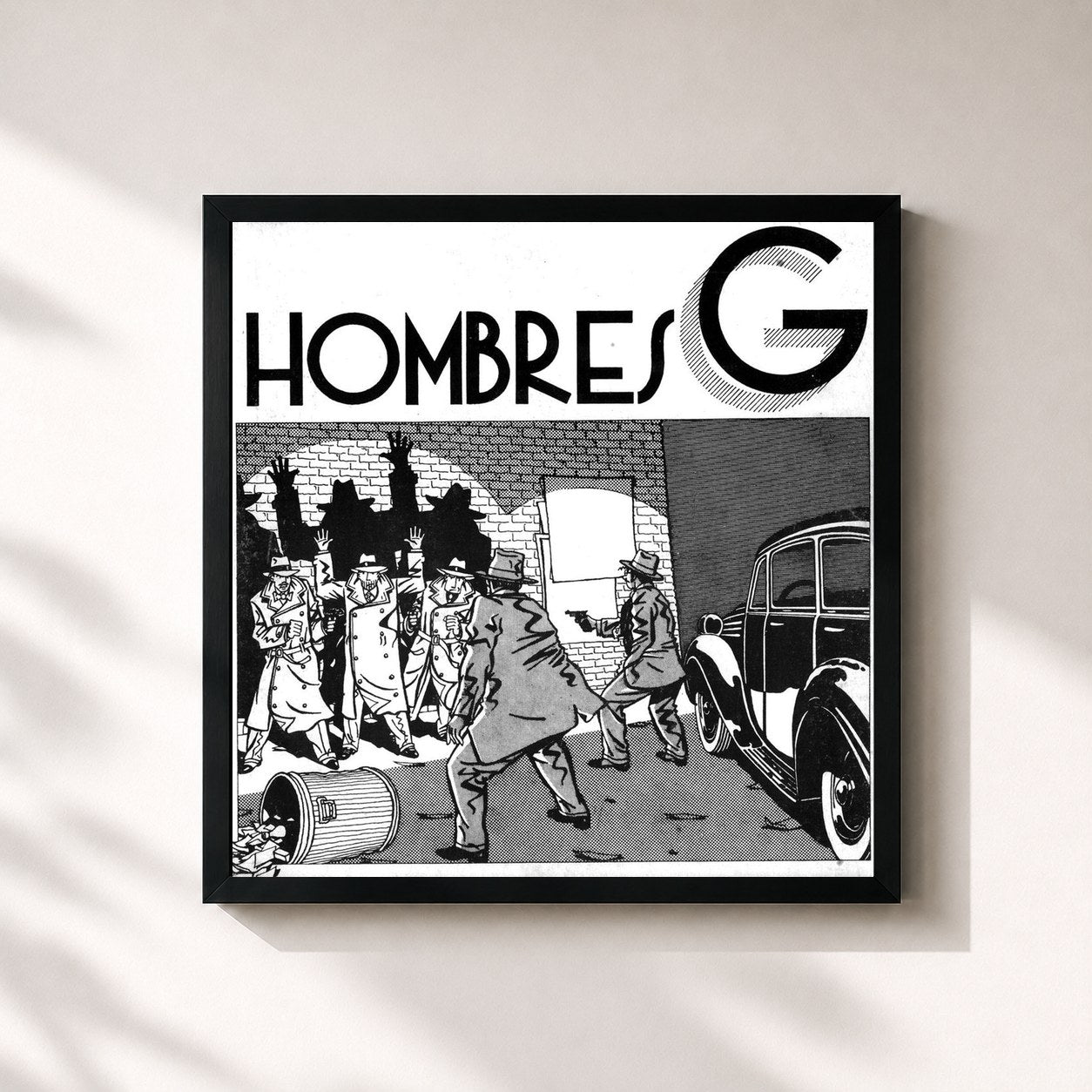 #noir Tableau carré de l'album Hombres G de Hombres G, cadre noir 32x32 cm