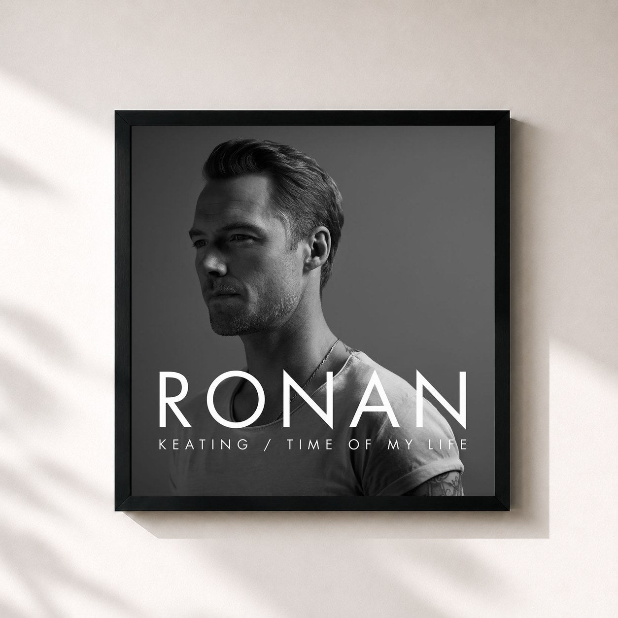 #noir Tableau carré de l'album Time Of My Life de Ronan Keating, cadre noir 32x32 cm