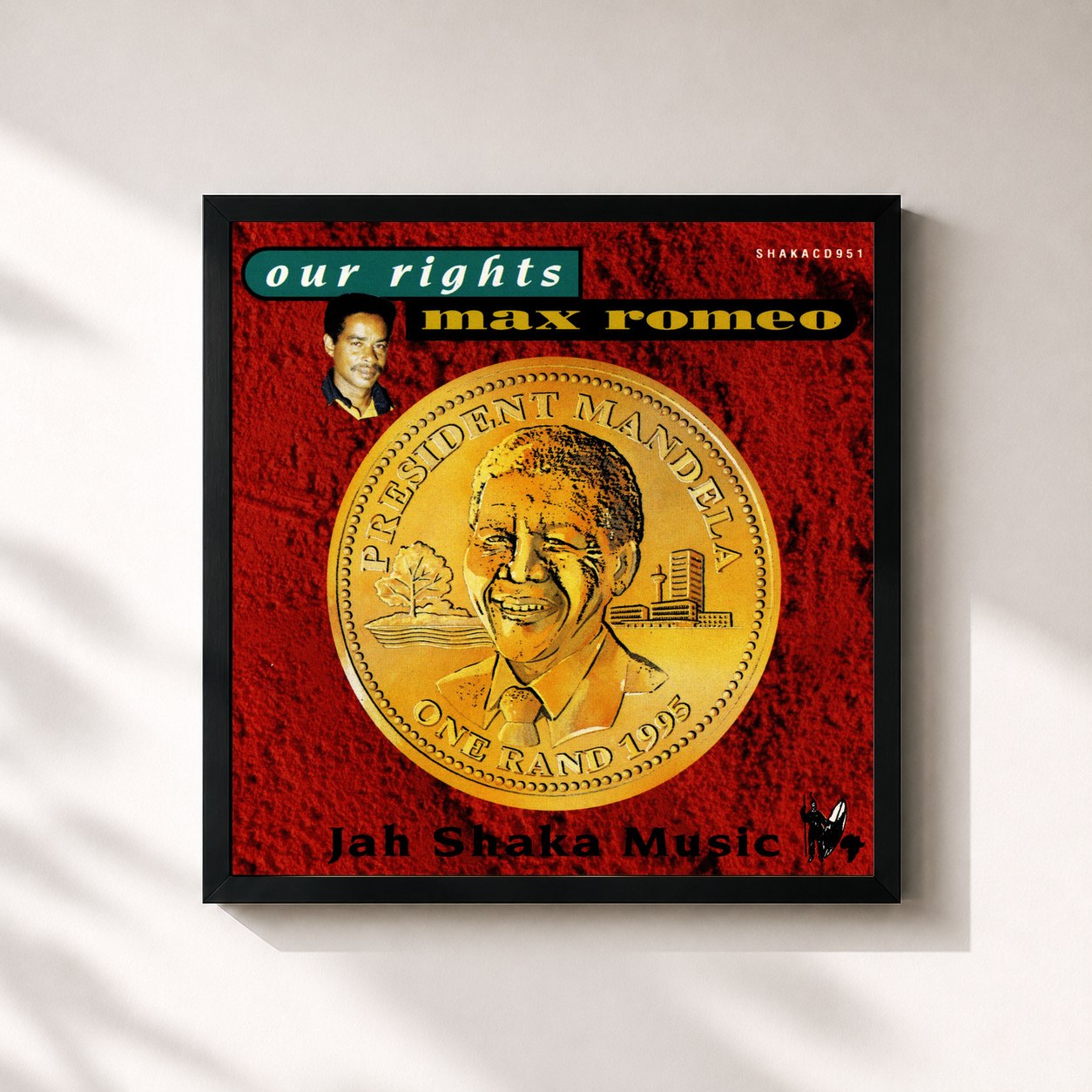 #noir Tableau carré de l'album Our Rights de Max Romeo, cadre noir 32x32 cm