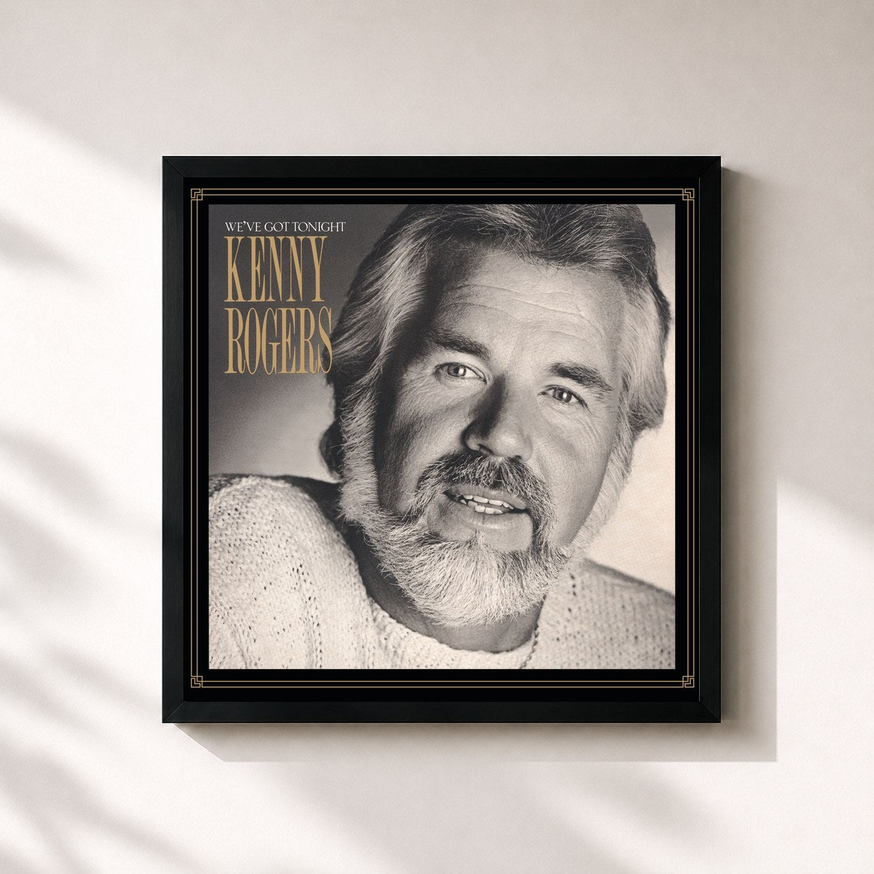 #noir Tableau carré de l'album We've Got Tonight de Kenny Rogers, cadre noir 32x32 cm