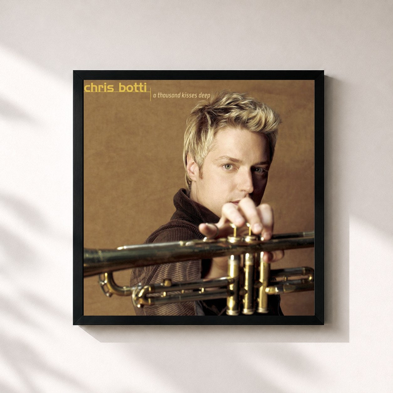 #noir Tableau carré de l'album A Thousand Kisses Deep de Chris Botti, cadre noir 32x32 cm