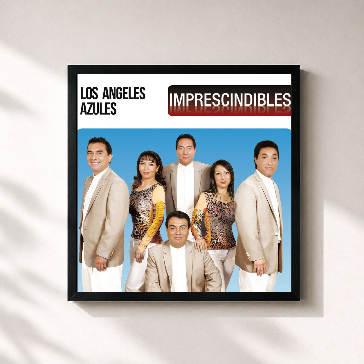 #noir Tableau carré de l'album Imprescindibles de Los Angeles Azules, cadre noir 32x32 cm