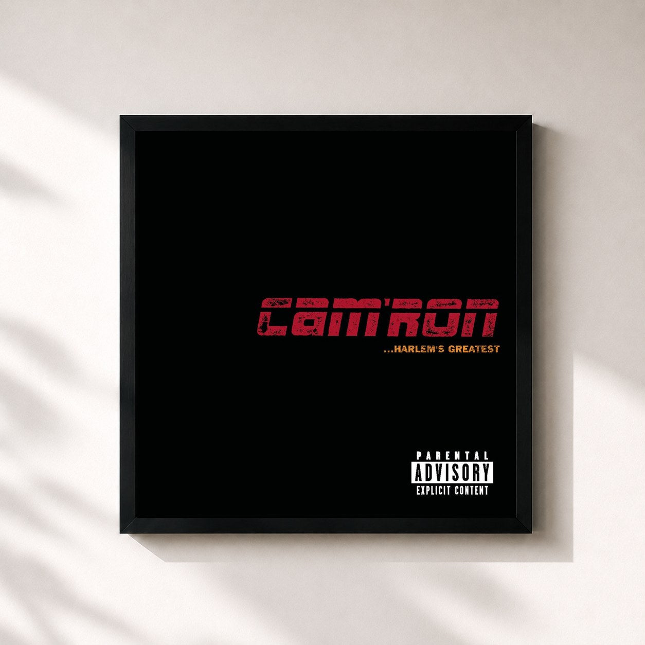 #noir Tableau carré de l'album Cam'ron...Harlem's Greatest de Cam'ron, cadre noir 32x32 cm