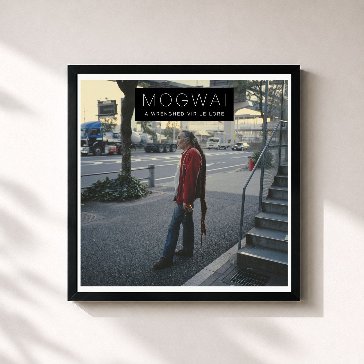#noir Tableau carré de l'album A Wrenched Virile Lore de Mogwai, cadre noir 32x32 cm