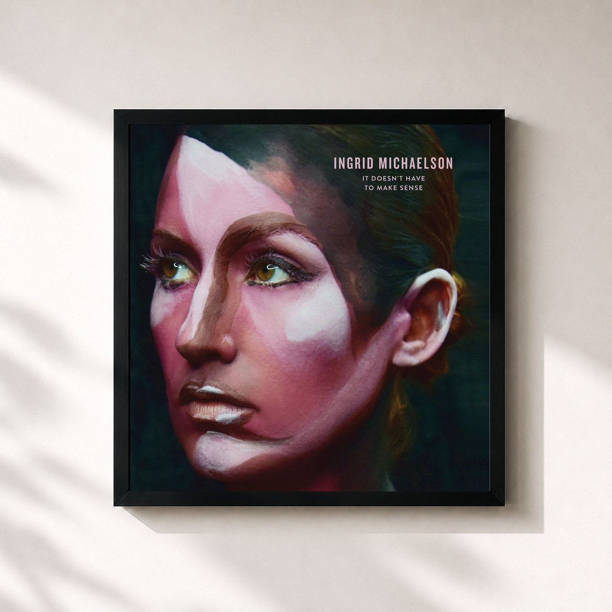 #noir Tableau carré de l'album It Doesn't Have To Make Sense de Ingrid Michaelson, cadre noir 32x32 cm