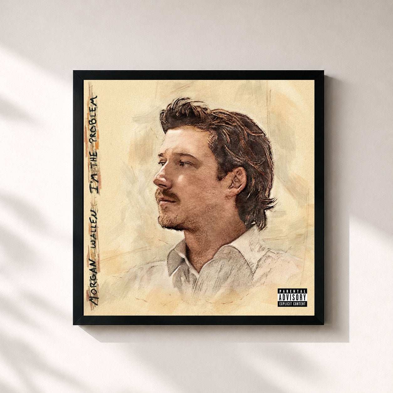 #noir Tableau carré de l'album I’m The Problem de Morgan Wallen, cadre noir 32x32 cm