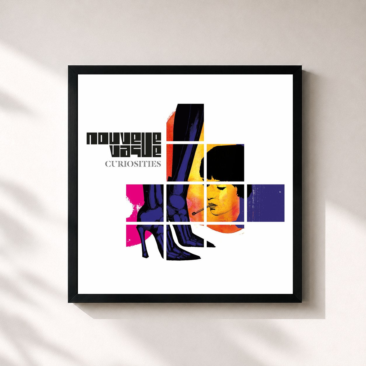 #noir Tableau carré de l'album Curiosities de Nouvelle Vague, cadre noir 32x32 cm