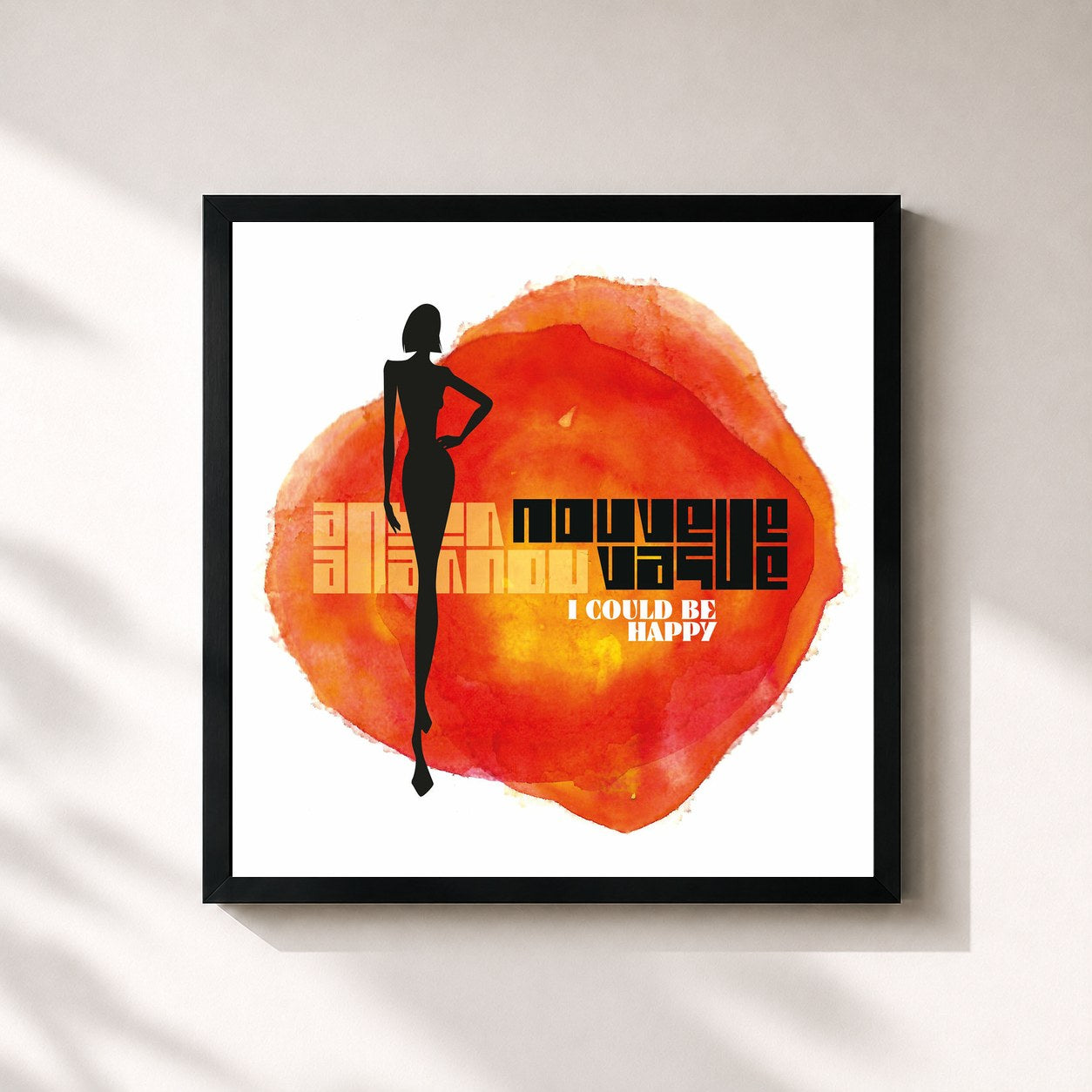 #noir Tableau carré de l'album I Could Be Happy de Nouvelle Vague, cadre noir 32x32 cm