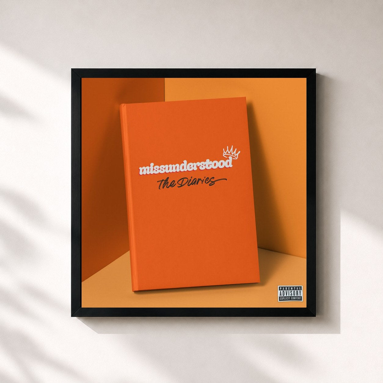 #noir Tableau carré de l'album missunderstood:The Diaries de Queen Naija, cadre noir 32x32 cm