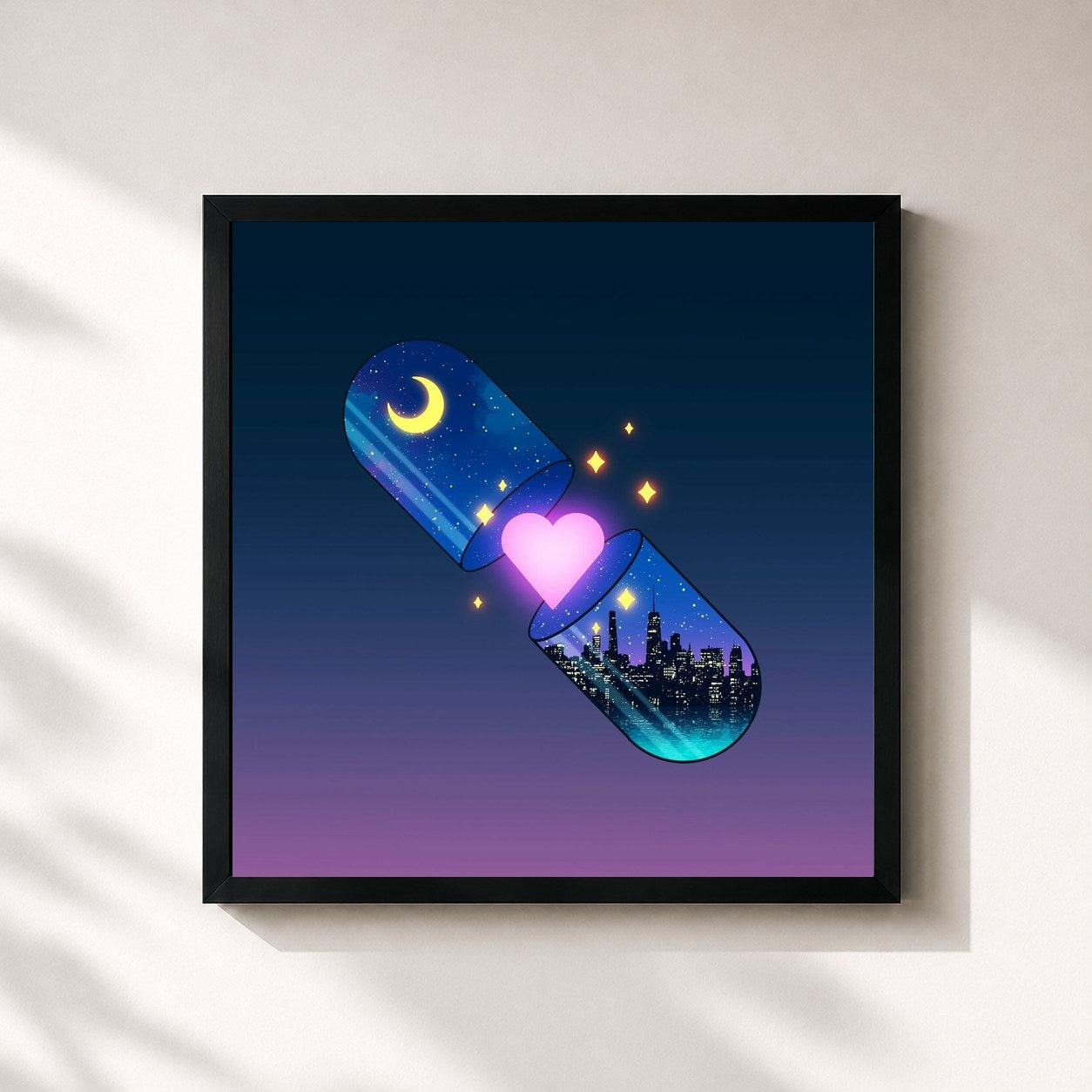 #noir Tableau carré de l'album Back In Love City de The Vaccines, cadre noir 32x32 cm
