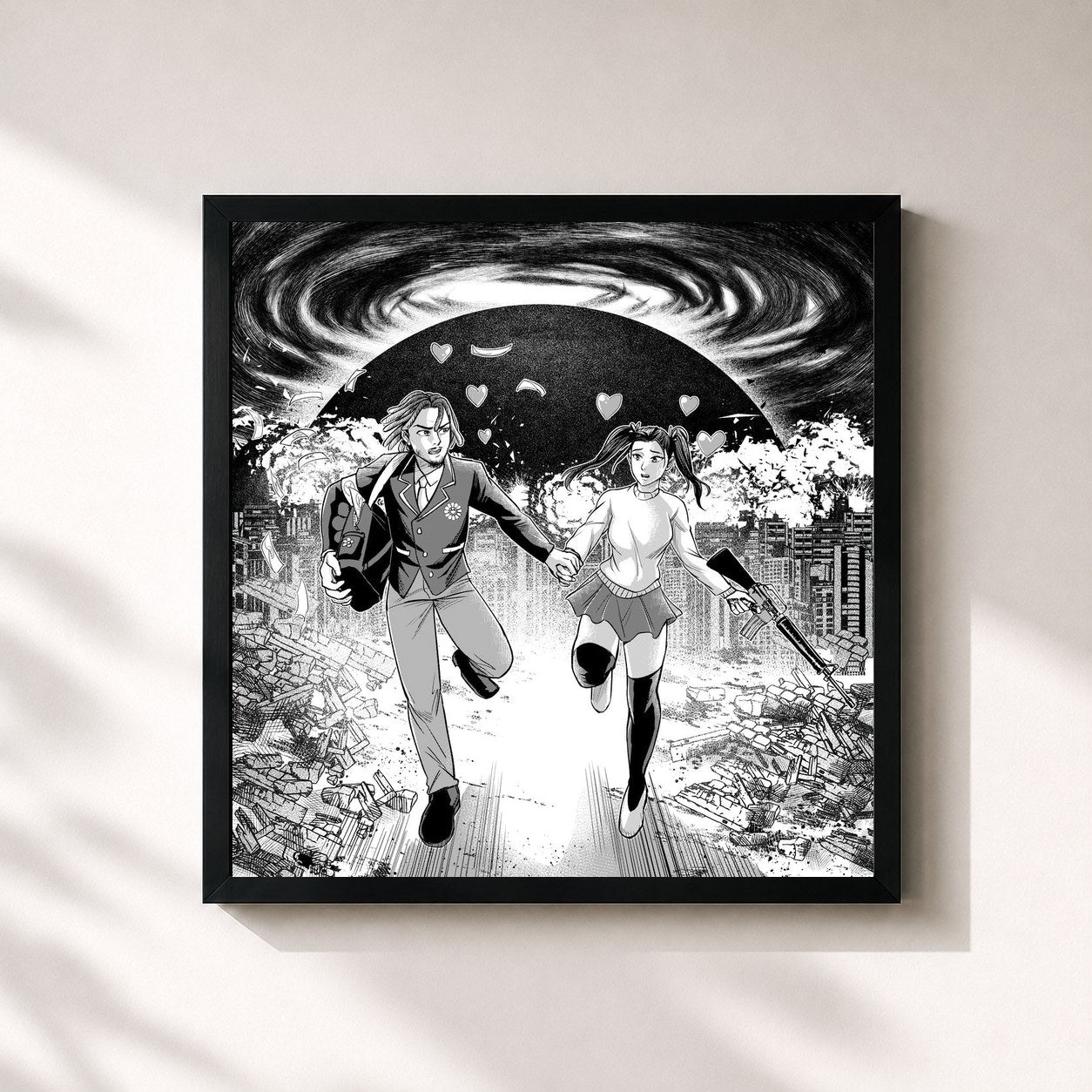 #noir Tableau carré de l'album Secure The Bag! 2 de AJ Tracey, cadre noir 32x32 cm
