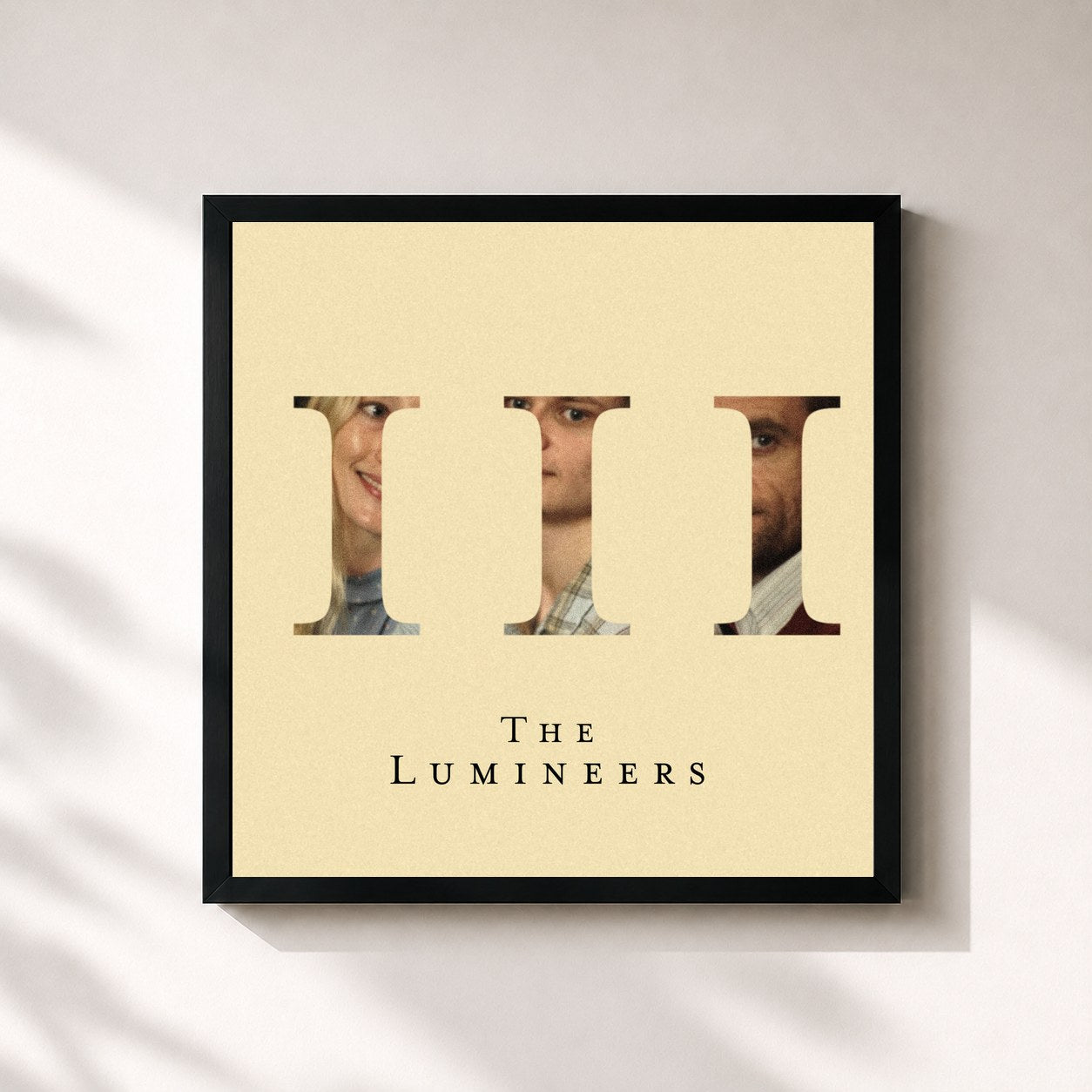 #noir Tableau carré de l'album III de The Lumineers, cadre noir 32x32 cm