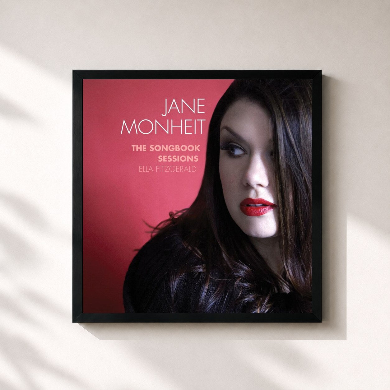 #noir Tableau carré de l'album The Songbook Sessions: Ella Fitzgerald de Jane Monheit, cadre noir 32x32 cm