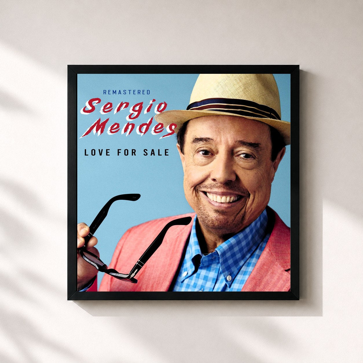 #noir Tableau carré de l'album Love for Sale (Remastered) de Sergio Mendes, cadre noir 32x32 cm