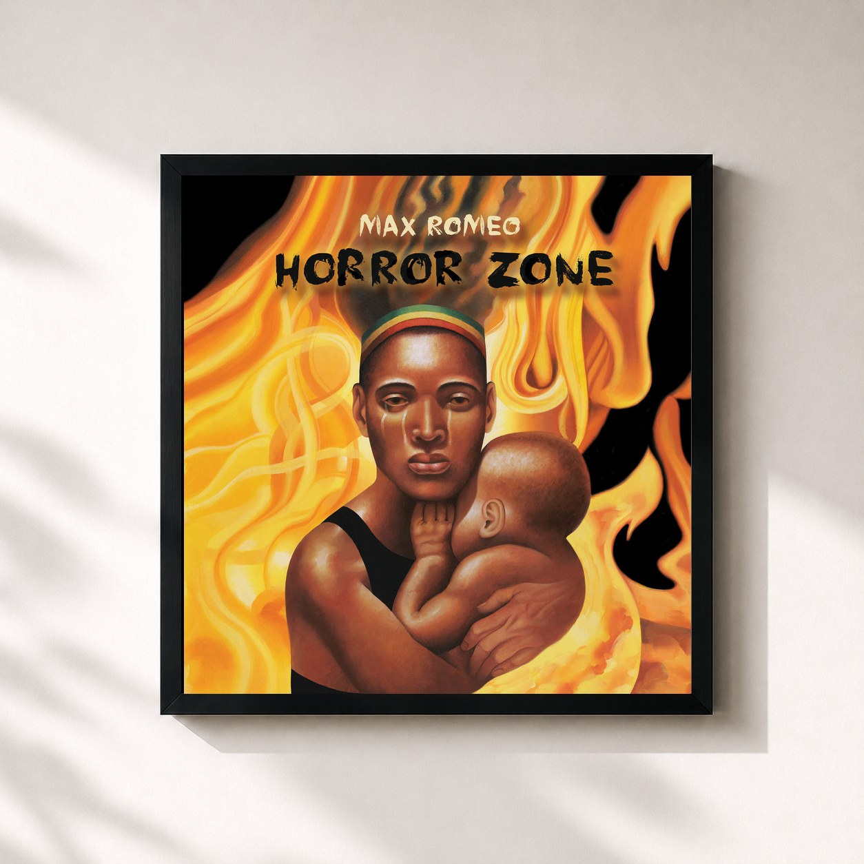 #noir Tableau carré de l'album Horror Zone de Max Romeo, cadre noir 32x32 cm