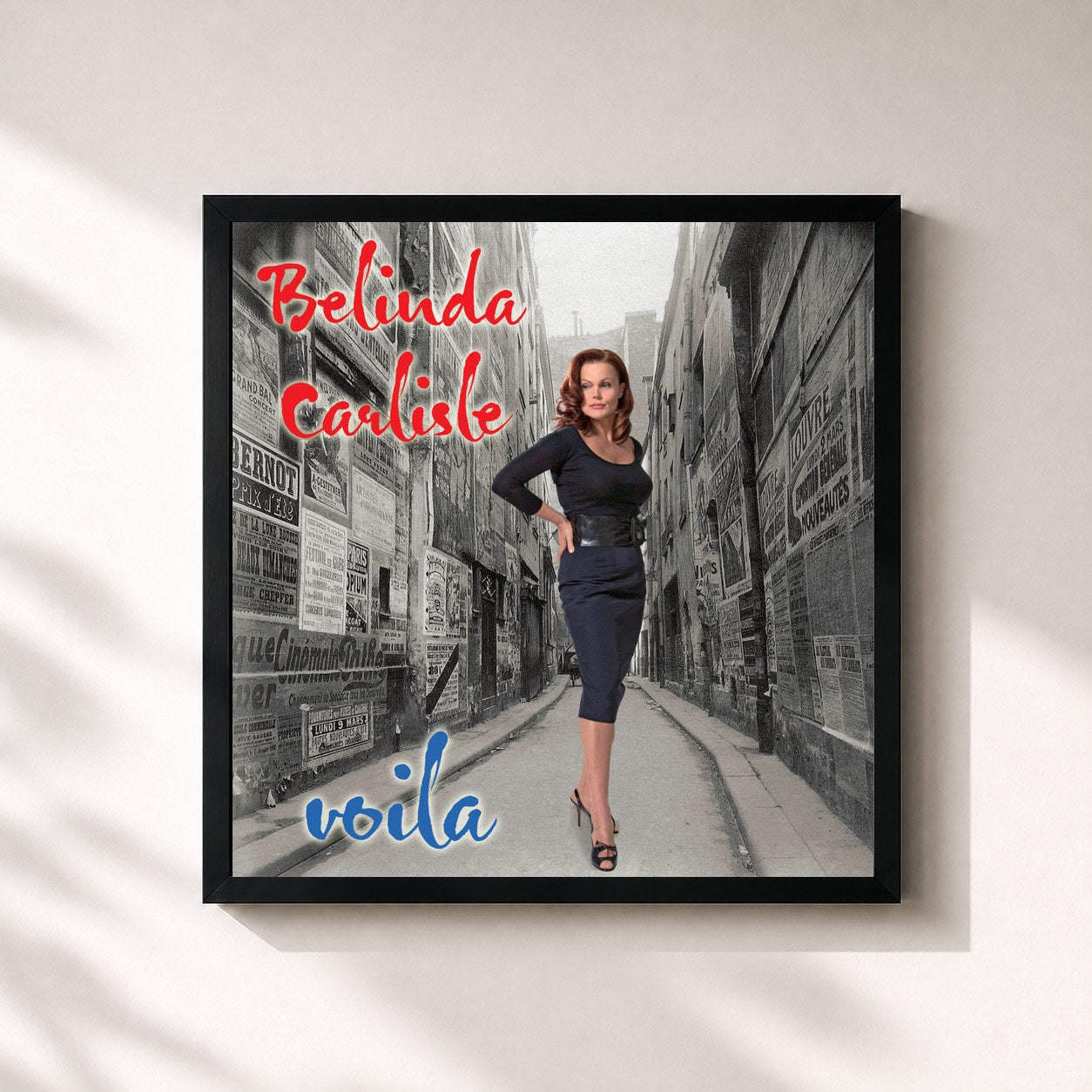 #noir Tableau carré de l'album Voila de Belinda Carlisle, cadre noir 32x32 cm