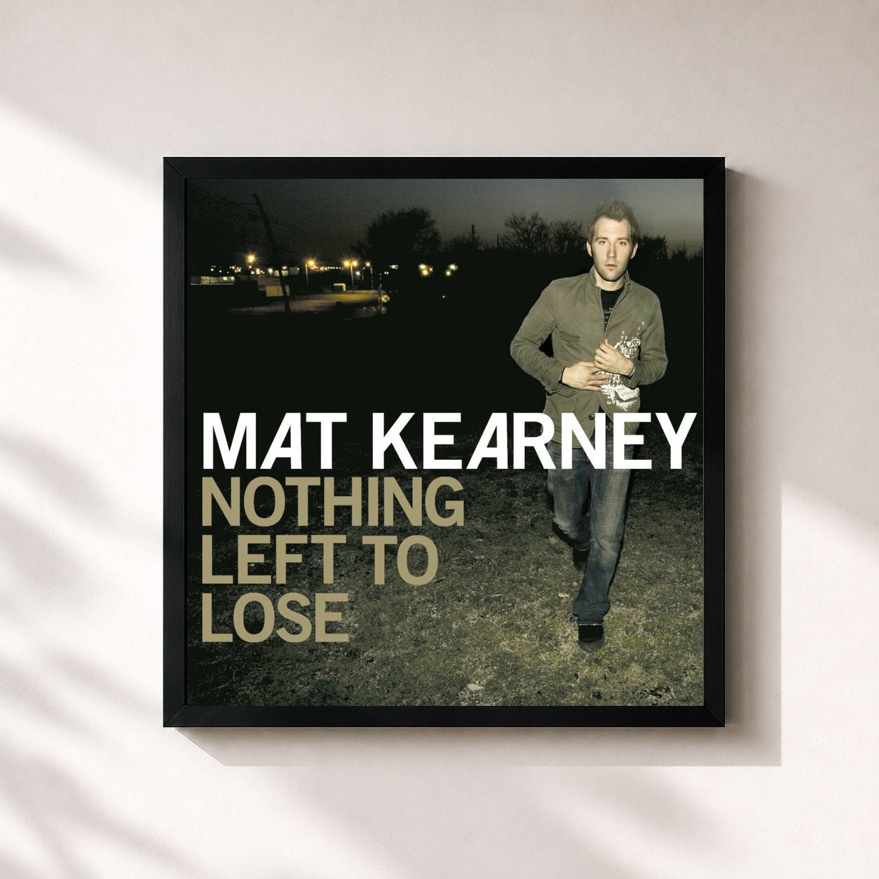 #noir Tableau carré de l'album Nothing Left To Lose de Mat Kearney, cadre noir 32x32 cm