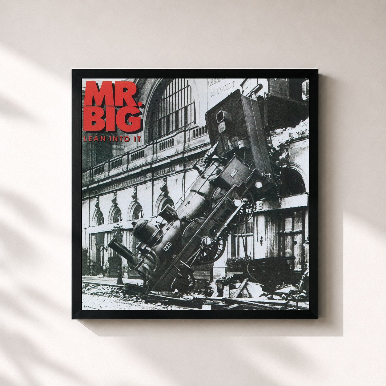 #noir Tableau carré de l'album Lean Into It [Expanded] de Mr. Big, cadre noir 32x32 cm