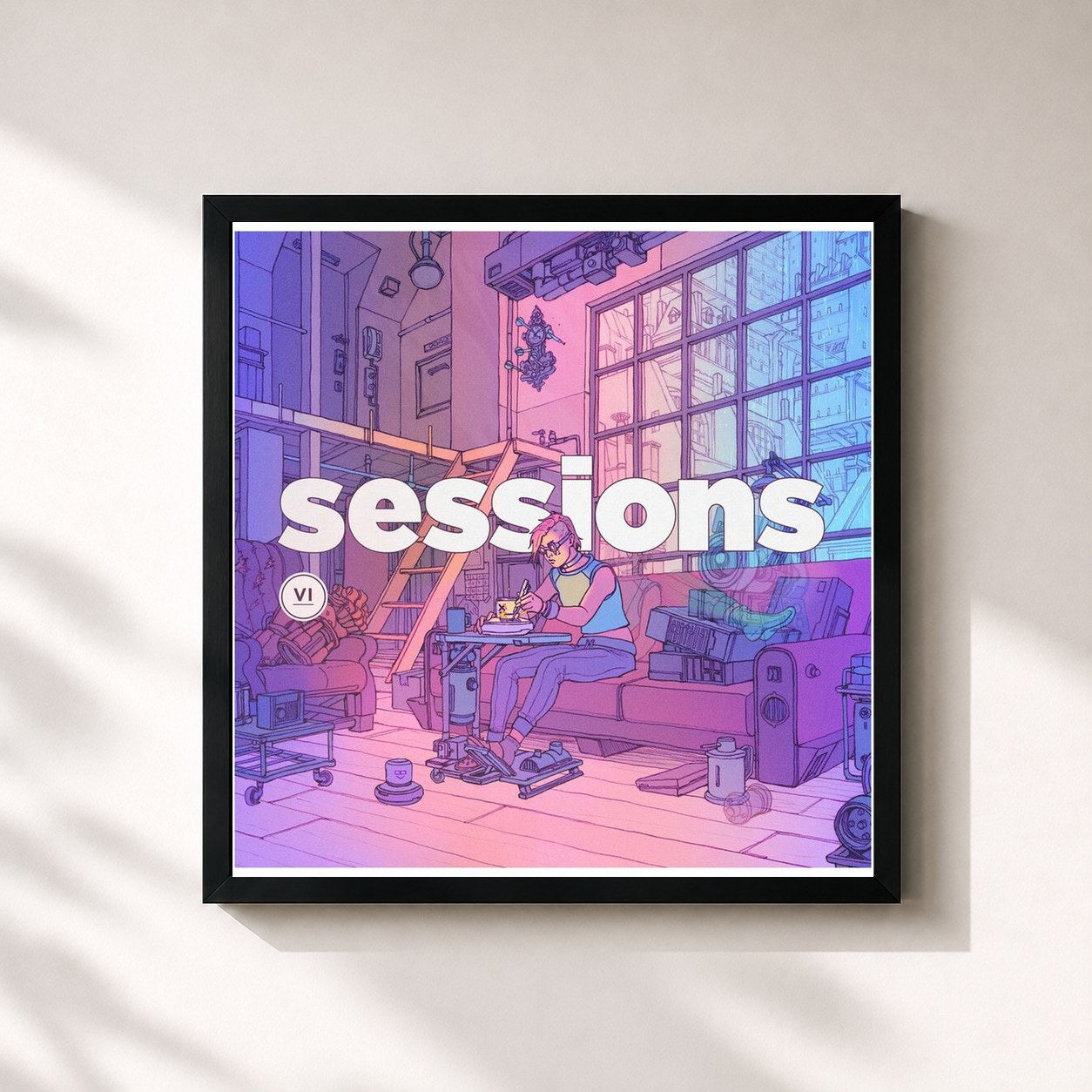 #noir Tableau carré de l'album Sessions: Vi de League of Legends, cadre noir 32x32 cm