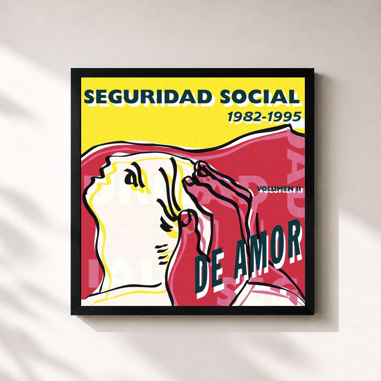 #noir Tableau carré de l'album De Amor de Seguridad Social, cadre noir 32x32 cm