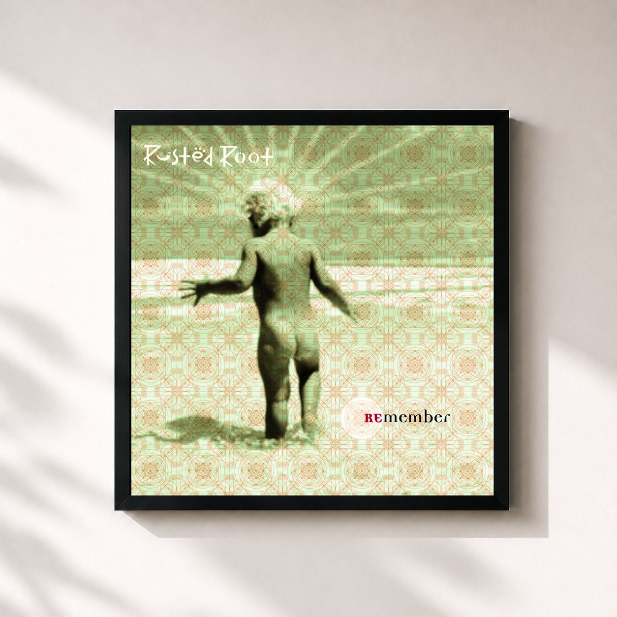 #noir Tableau carré de l'album Remember de Rusted Root, cadre noir 32x32 cm