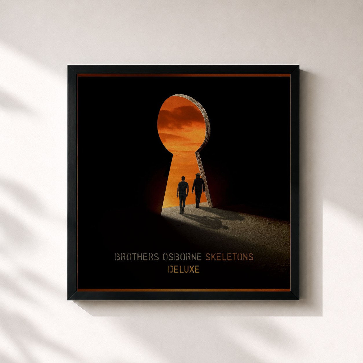 #noir Tableau carré de l'album Skeletons (Deluxe) de Brothers Osborne, cadre noir 32x32 cm
