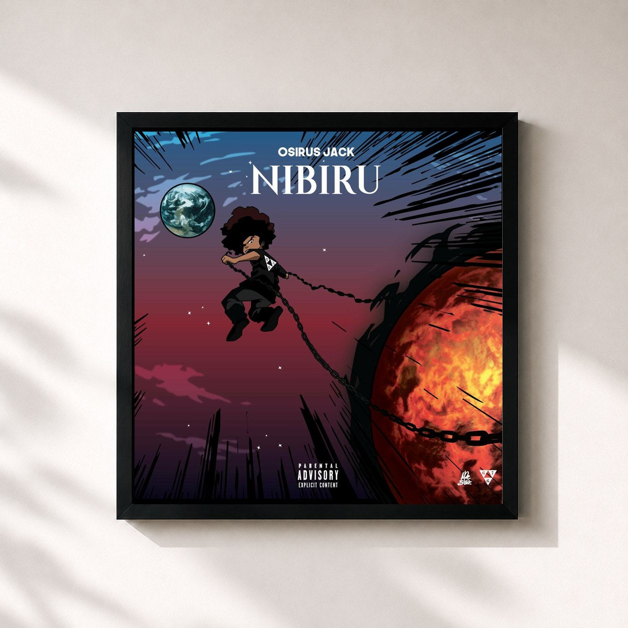 #noir Tableau carré de l'album Nibiru de Osirus Jack, cadre noir 32x32 cm