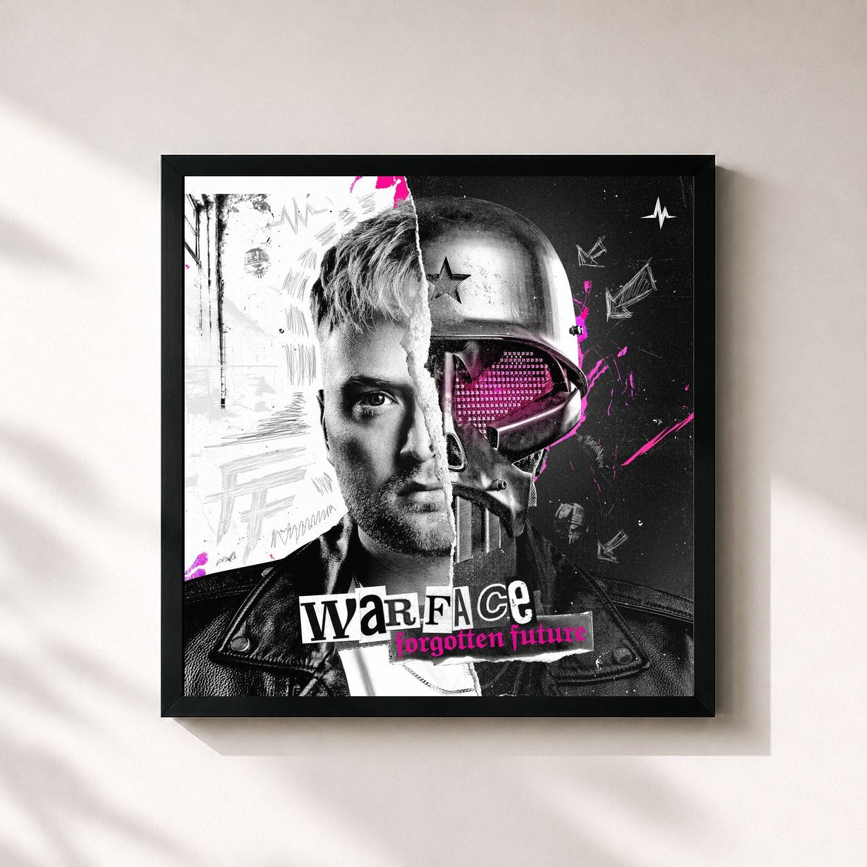 #noir Tableau carré de l'album Forgotten Future de Warface, cadre noir 32x32 cm