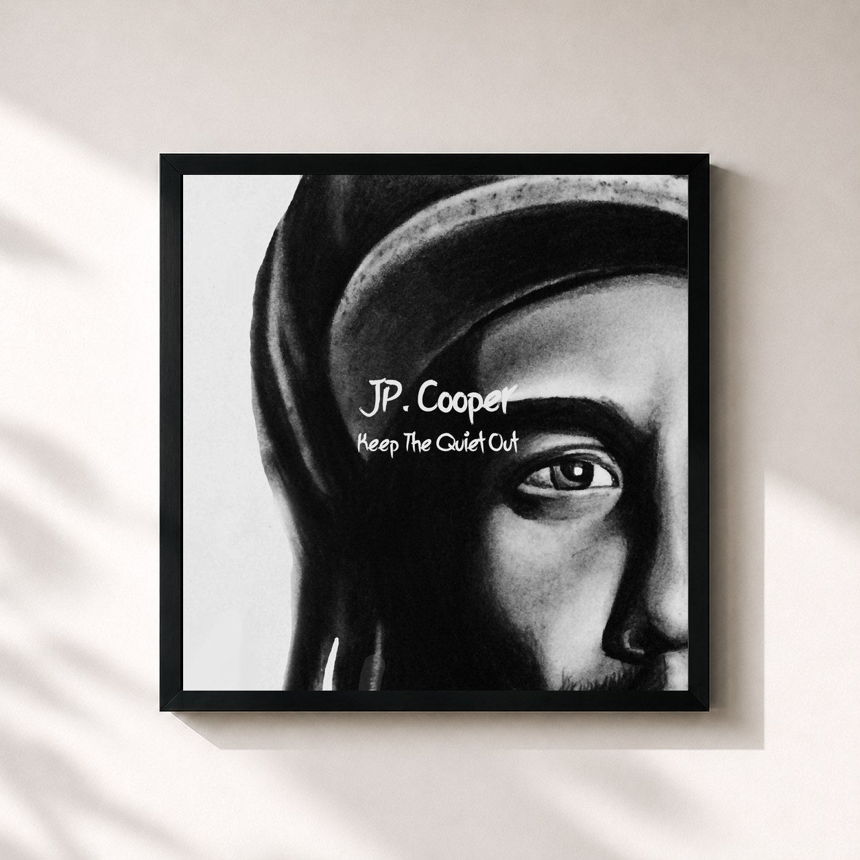 #noir Tableau carré de l'album Keep The Quiet Out de JP Cooper, cadre noir 32x32 cm