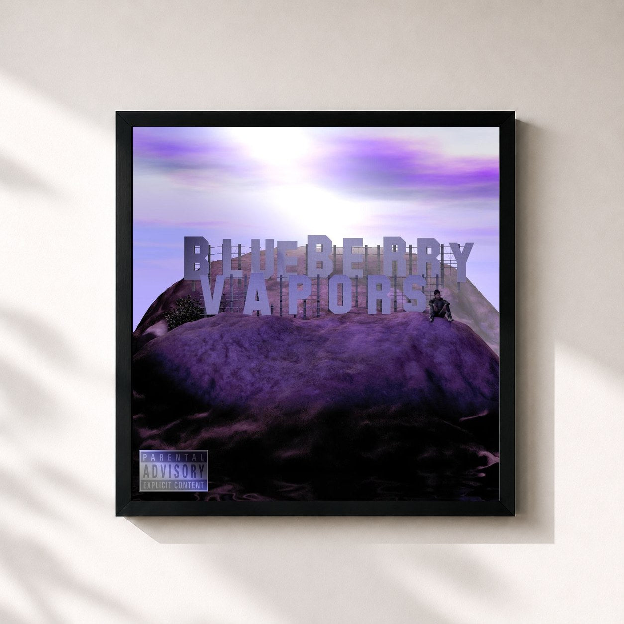 #noir Tableau carré de l'album Blueberry Vapors de Elijah Blake, cadre noir 32x32 cm