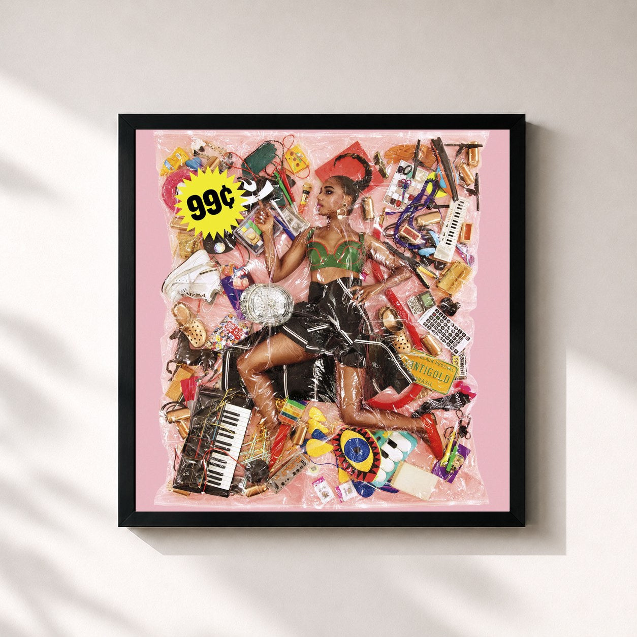 #noir Tableau carré de l'album 99 Cents de Santigold, cadre noir 32x32 cm