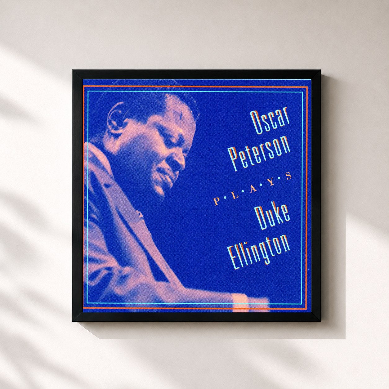 #noir Tableau carré de l'album Oscar Peterson Plays Duke Ellington de Oscar Peterson, cadre noir 32x32 cm