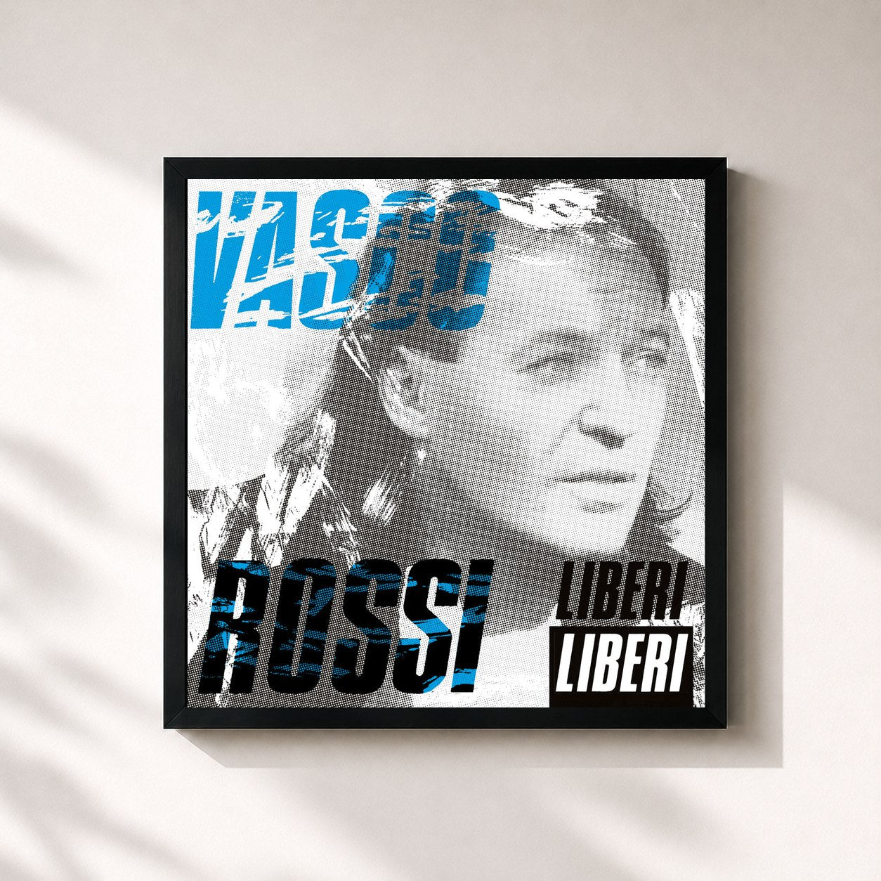 #noir Tableau carré de l'album Liberi Liberi (Remastered 2017) de Vasco Rossi, cadre noir 32x32 cm