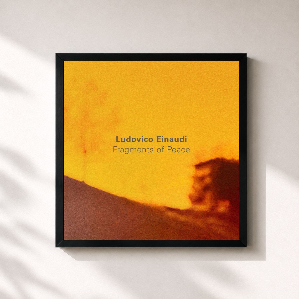 #noir Tableau carré de l'album Fragments of Peace de Ludovico Einaudi, cadre noir 32x32 cm