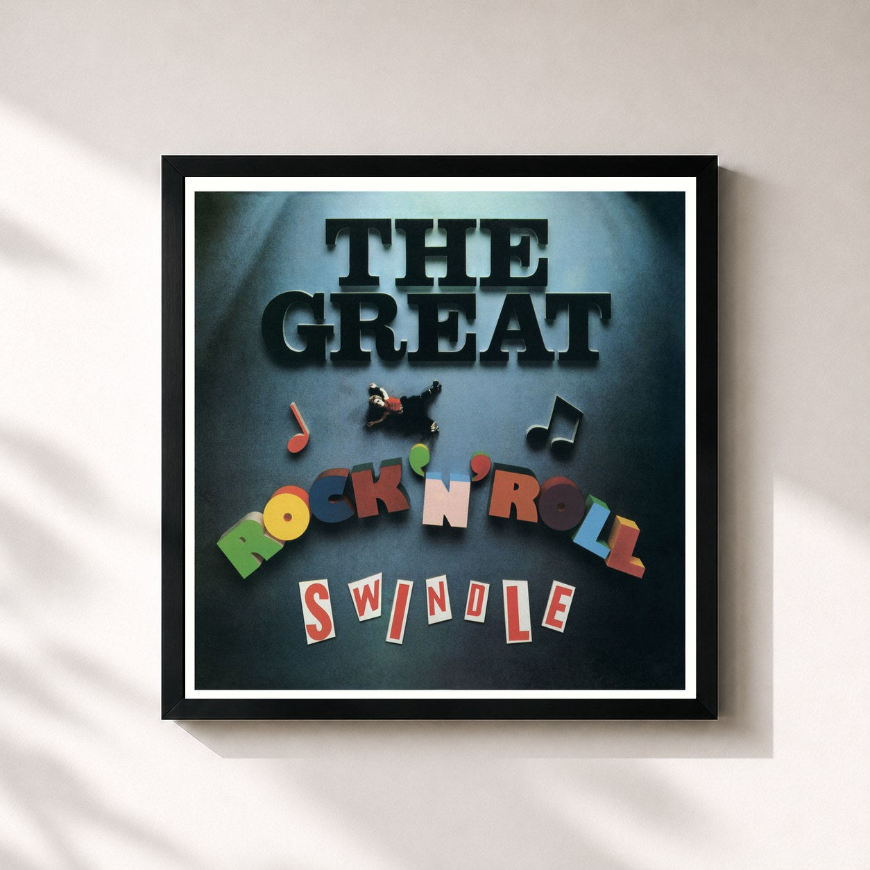 #noir Tableau carré de l'album The Great Rock 'N' Roll Swindle de Sex Pistols, cadre noir 32x32 cm