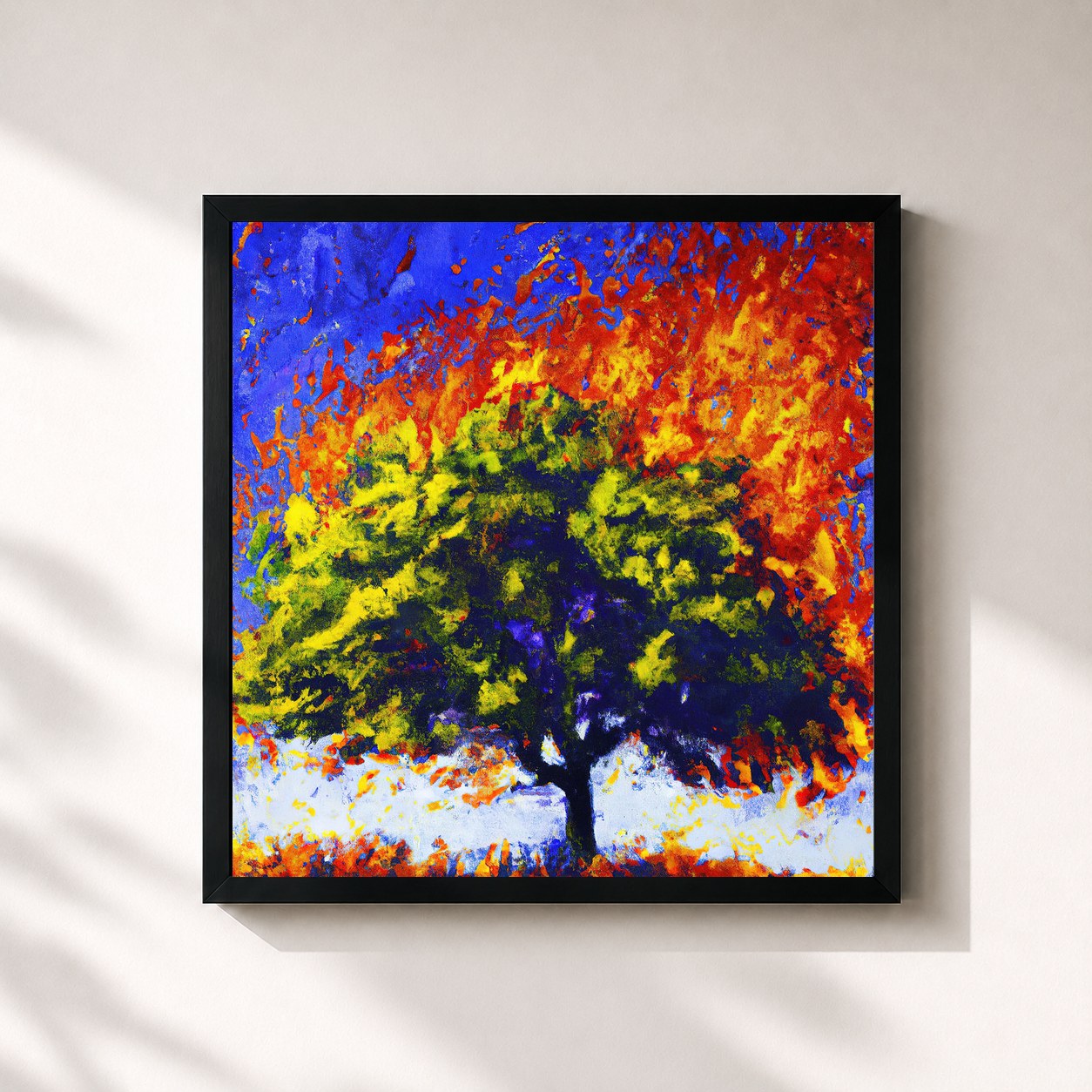 #noir Tableau carré de l'album LET THE SILENCE SPEAK de Smeels, cadre noir 32x32 cm