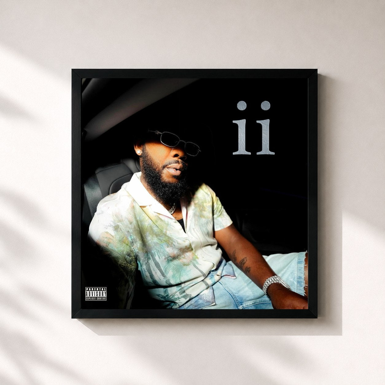 #noir Tableau carré de l'album ii de Desiigner, cadre noir 32x32 cm