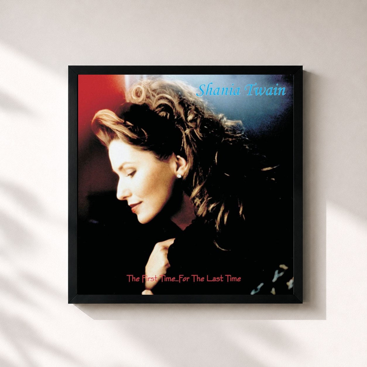 #noir Tableau carré de l'album The First Time...For The Last Time de Shania Twain, cadre noir 32x32 cm