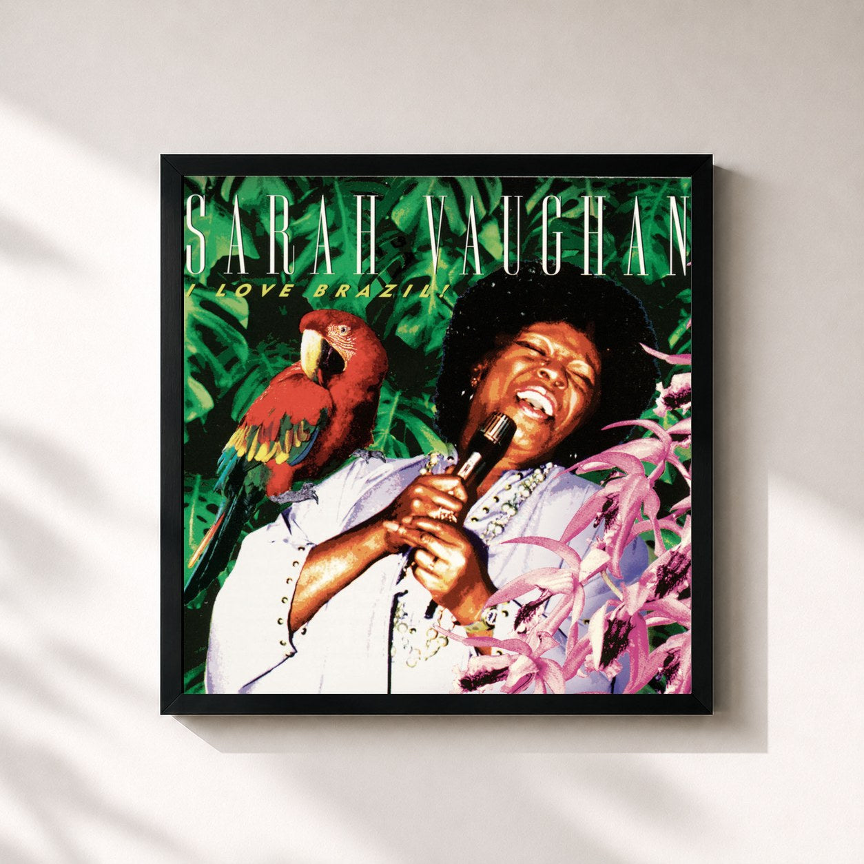 #noir Tableau carré de l'album I Love Brazil! de Sarah Vaughan, cadre noir 32x32 cm