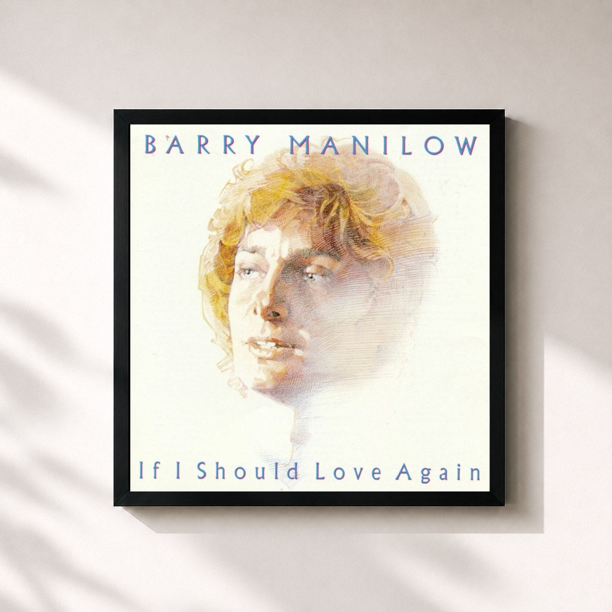 #noir Tableau carré de l'album If I Should Love Again de Barry Manilow, cadre noir 32x32 cm