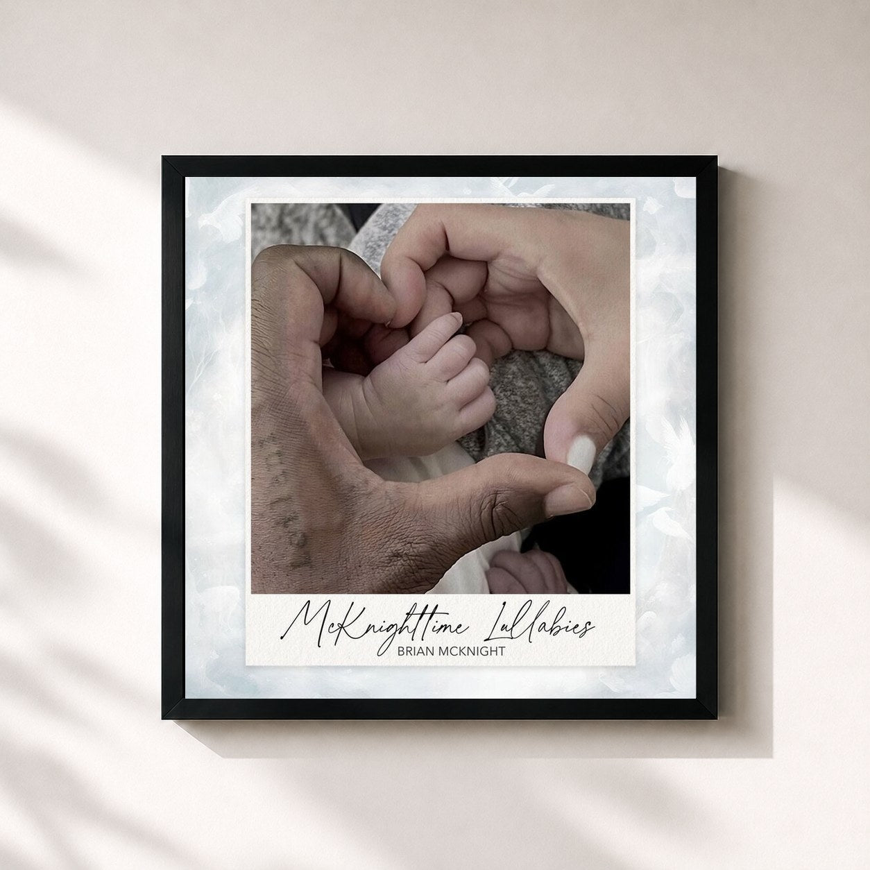 #noir Tableau carré de l'album McKnighttime Lullabies de Brian McKnight, cadre noir 32x32 cm