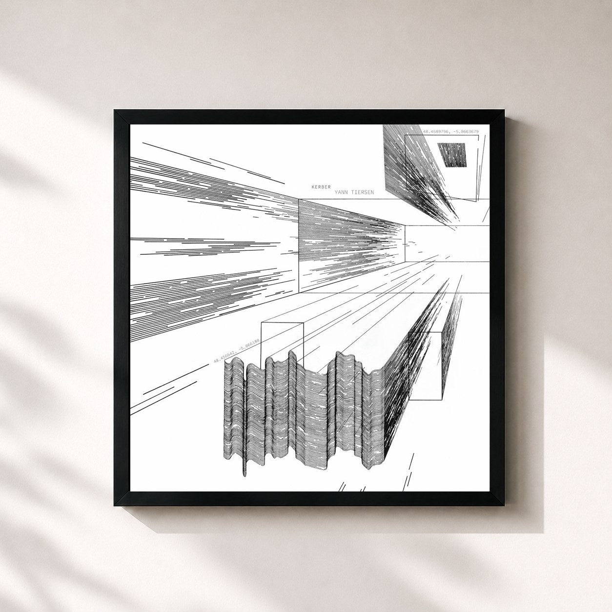 #noir Tableau carré de l'album Kerber de Yann Tiersen, cadre noir 32x32 cm