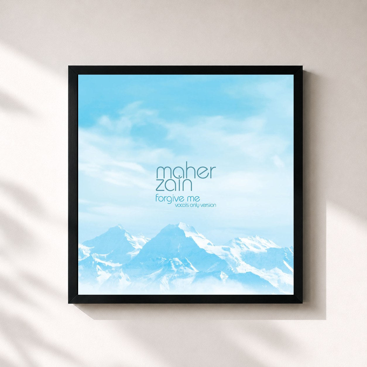 #noir Tableau carré de l'album Forgive Me (Vocals Only - No Music Version) de Maher Zain, cadre noir 32x32 cm