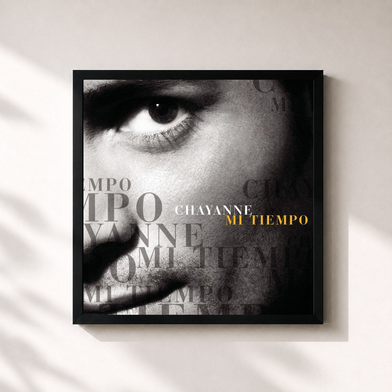 #noir Tableau carré de l'album Mi Tiempo de Chayanne, cadre noir 32x32 cm